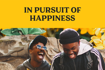 Two young men laughing