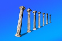 Illustration of columns falling like dominoes