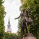 Photo of Paul Revere statue with Old North Church in background