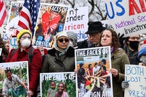 Photo from a protest in support of USAID