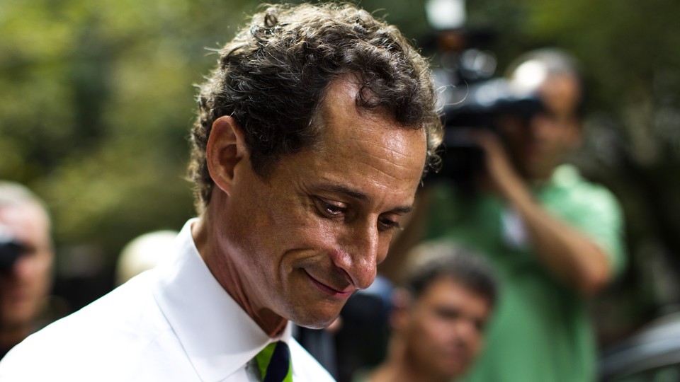 New York City Democratic mayoral candidate Anthony Weiner leaves a polling center after casting his vote during the primary election in New York September 10, 2013.