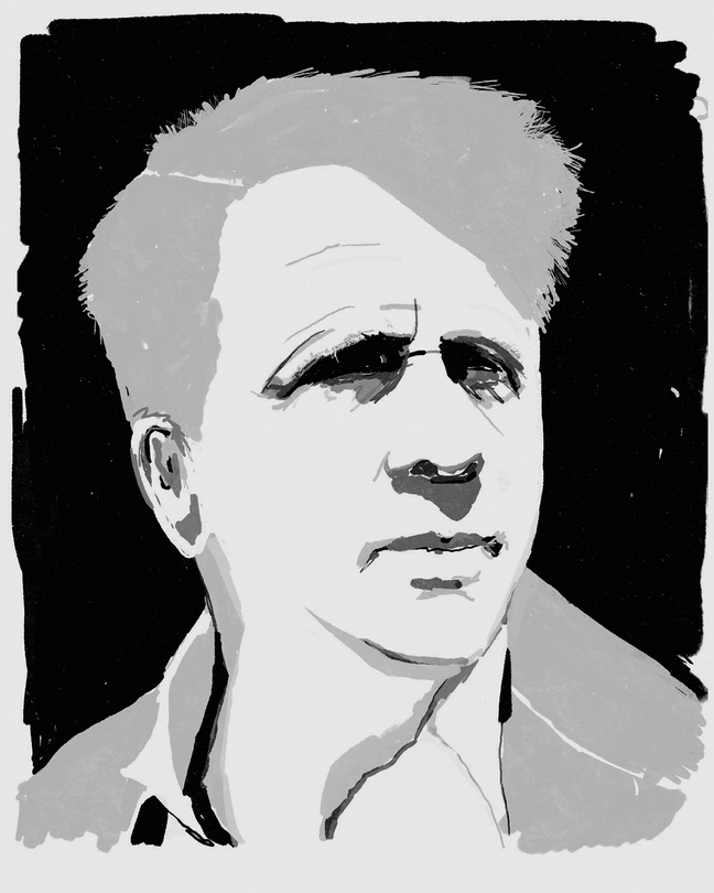 black-and-white portrait of Robert Frost