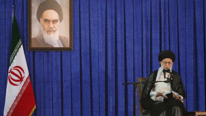 Ayatollah Ali Khamenei speaks at a ceremony honoring the founder of the Islamic Republic, Ayatollah Ruhollah Khomeini, in Tehran in April.
