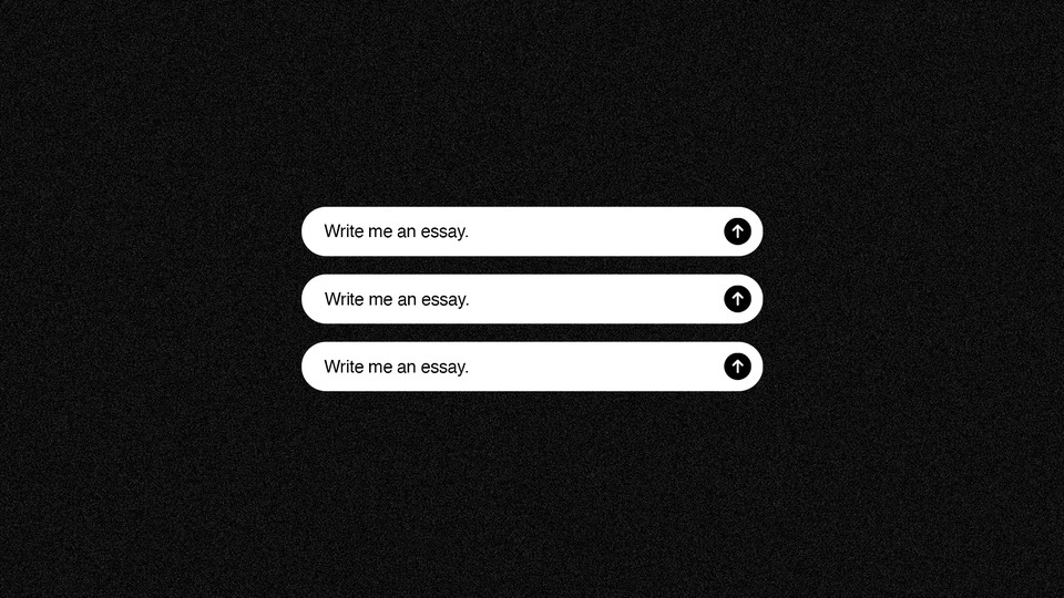 Three ChatGPT window prompts, with "Write me an essay" typed into them