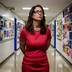 Eva Moskowitz looks sternly into the distance in a hallway in one of Success Academy's Harlem schools.