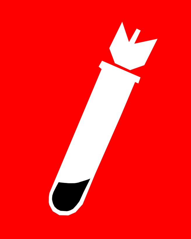 A white tube with black liquid inside it