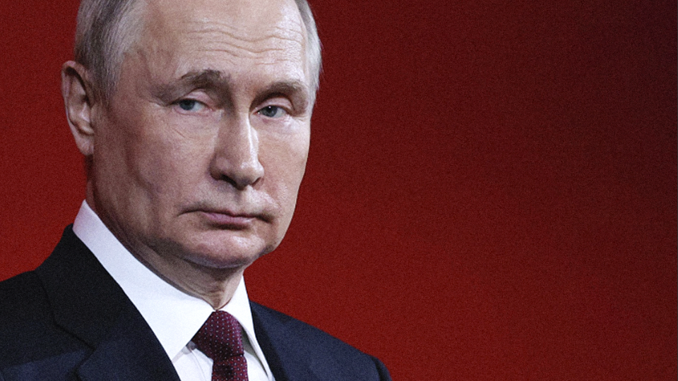 Close-up of Putin looking disappointed