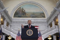 President Donald Trump speaks at the Utah State Capitol.