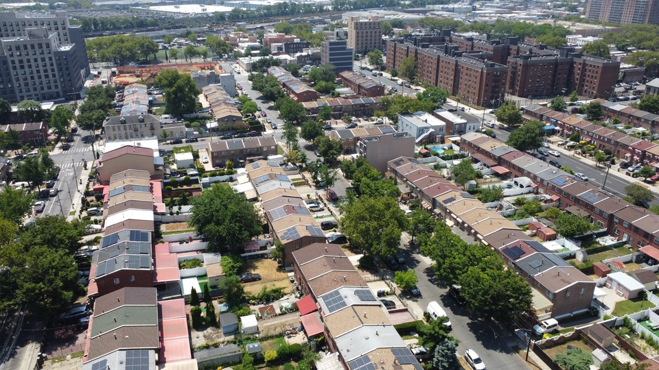 Aerial photograph of Nehemiah houses in Brooklyn
