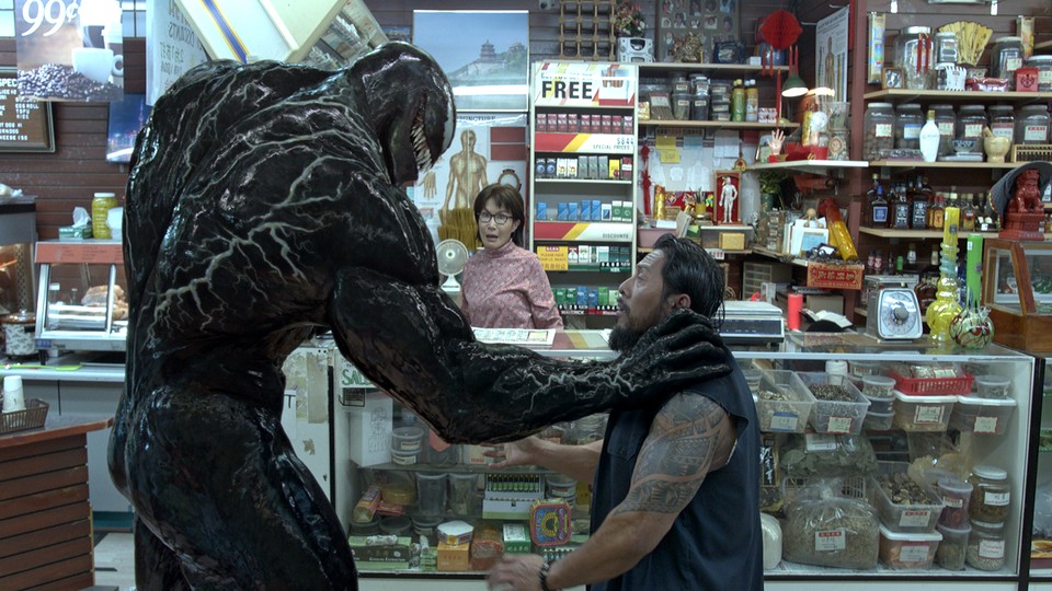 Tom Hardy as Venom on the attack