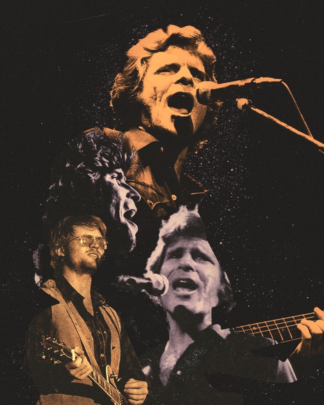 A collage of photos of John Fogerty, and the author of this piece performing as John Fogerty