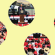 Images from Trump rallies are seen within bubbles.
