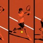 Series of Rafael Nadal playing tennis on slightly different positions