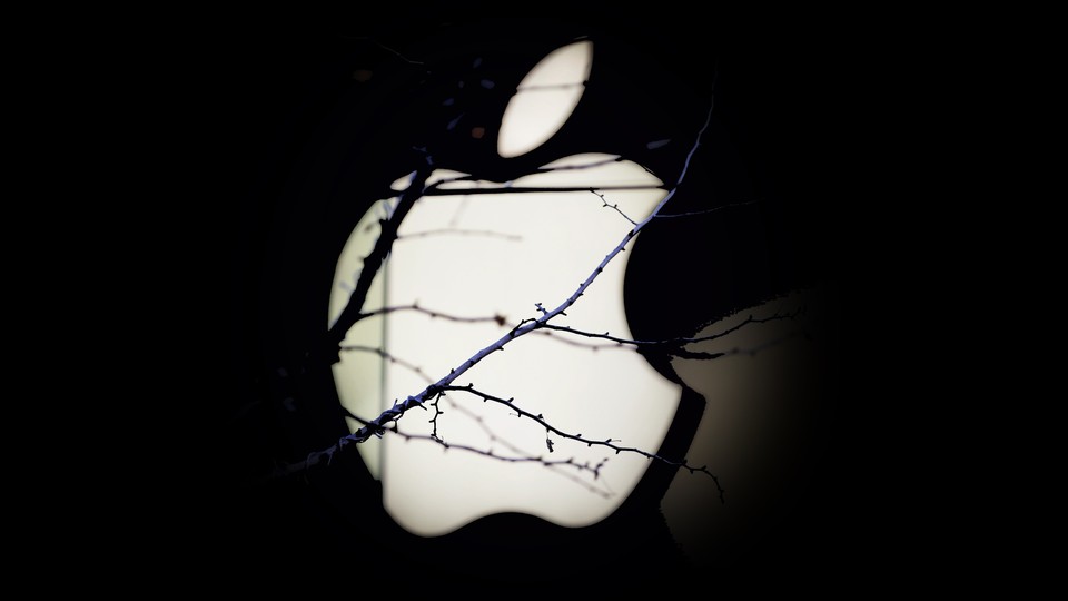 Apple logo seen behind branches