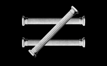 An illustration of three columns forming a "does not equal" sign