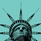 The Statue of Liberty, her crown's spikes replaced with syringes