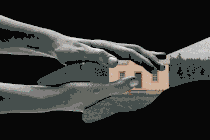 An illustration of two people holding hands