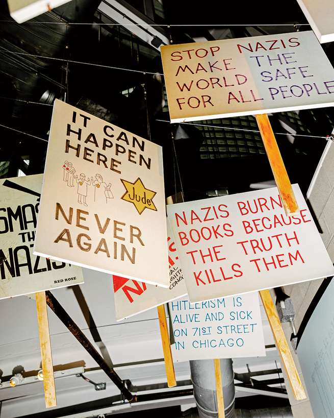 A photograph of protest signs from the 1970s.