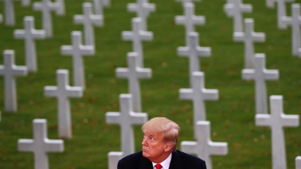Donald Trump at the commemoration for Armistice Day in Paris on November 11, 2018