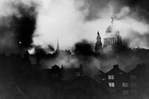 Smoke covering the city of London under siege