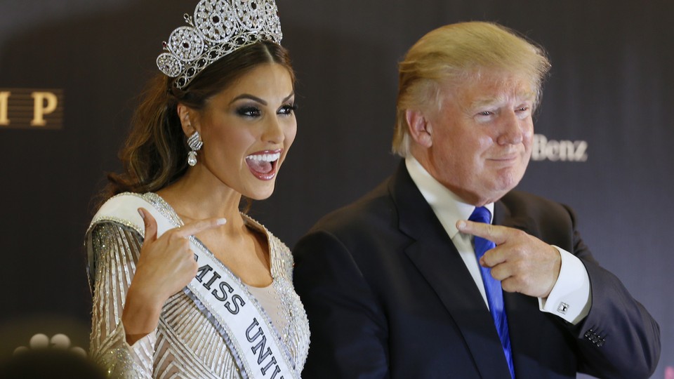 President Donald Trump with Gabriela Isler, the winner of the Miss Universe pageant in Moscow in 2013.