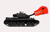 Illustration of a tank with a boxing glove