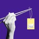An illustration of chopsticks holding a price tag