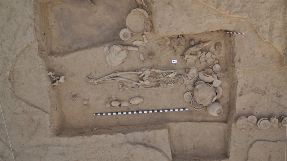 A burial site being excavated