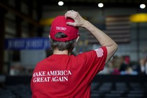 person with MAGA tshirt and hat