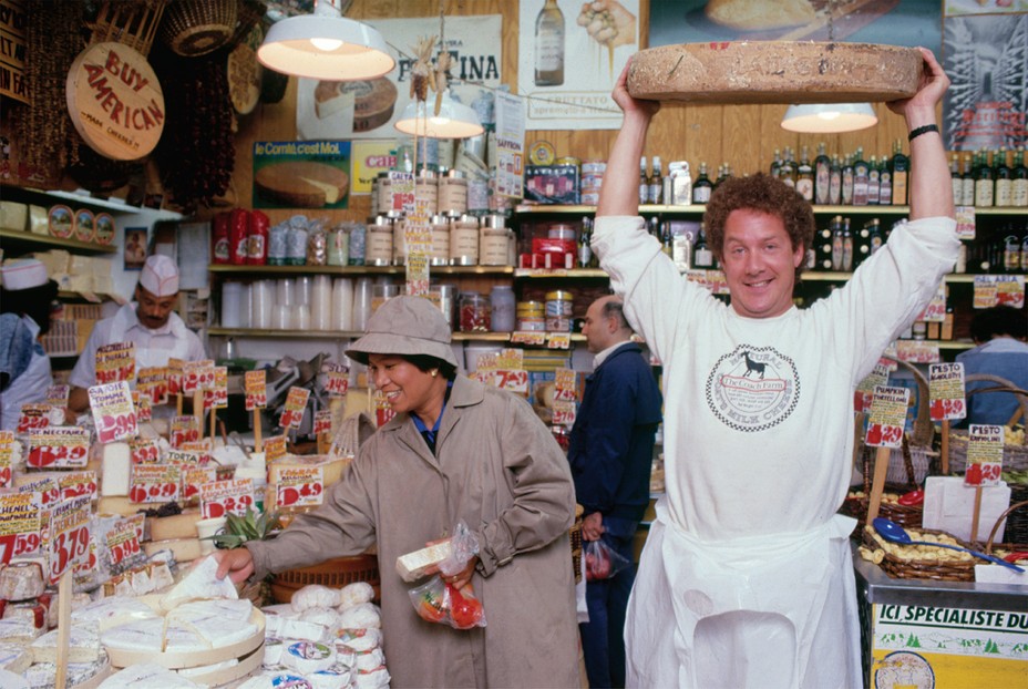 1988 photo of Steven Jenkins in cheese department