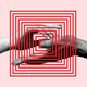 A graphic showing two hands overlaid by a maze