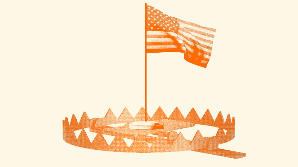 U.S. flag with trap illustration