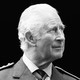 A black-and-white photo of King Charles III