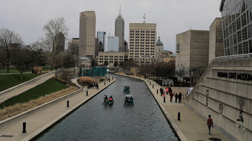 The central canal in Indianapolis, Indiana