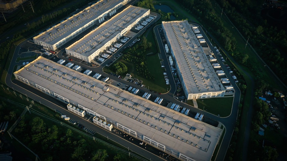 Photograph of an Amazon Web Services data center in Manassas, Virginia