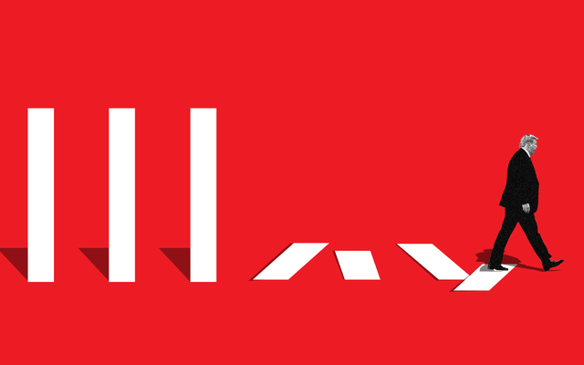 An illustration of Donald Trump walking