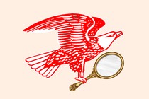 A flying eagle holding a mirror