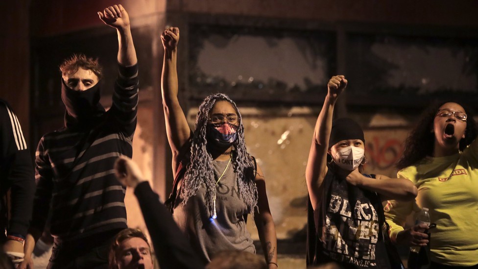 Protesters on May 28, 2020, in Minneapolis, Minnesota