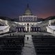 Workers prepare the grounds of the U.S. Capitol for the 2017 presidential inauguration.