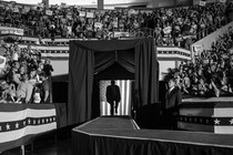 Trump walking onto a stage