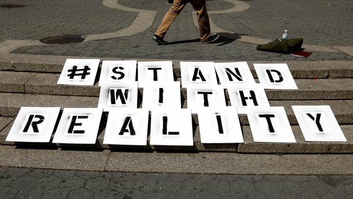A sign used during a demonstration in New York in support of Reality Winner