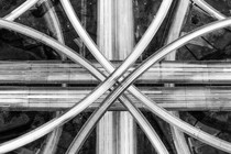 An aerial view of criss-crossing highways.