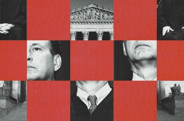 Collage of Justice Alito and the Supreme Court building