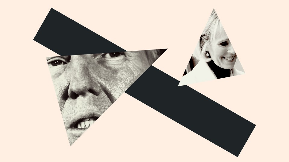 Cutout images of Donald Trump and E. Jean Carroll