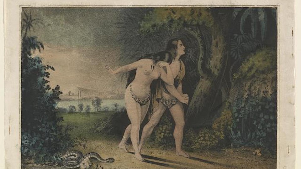 Photo of a painting of Adam and Eve Driven Out of Paradise