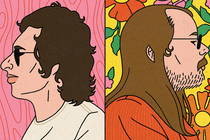 An illustration of the members of Steely Dan back to back