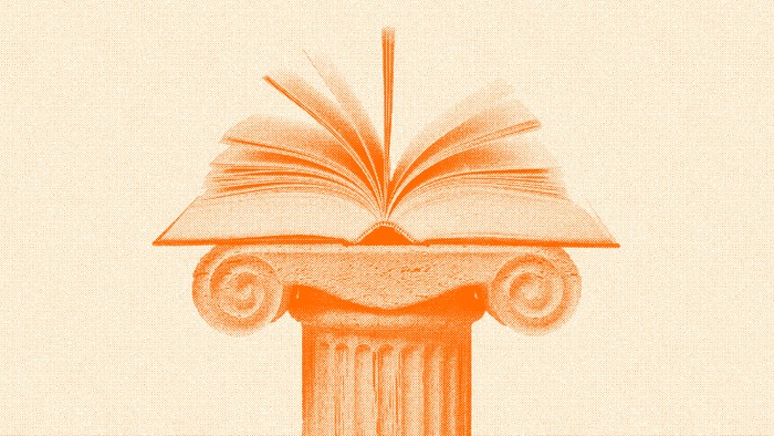 A Roman column with an open book on top