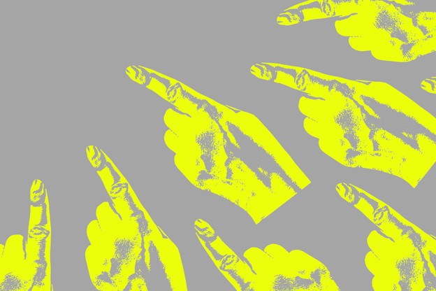 Photo illustration of several hands with fingers pointing
