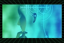 Illustration of a cybernetic person thinking