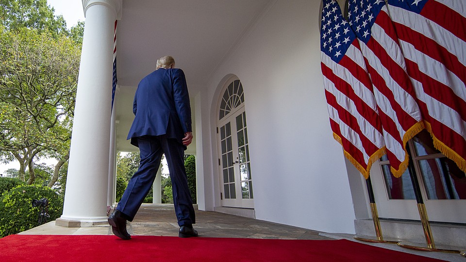 Trump walking away from the camera